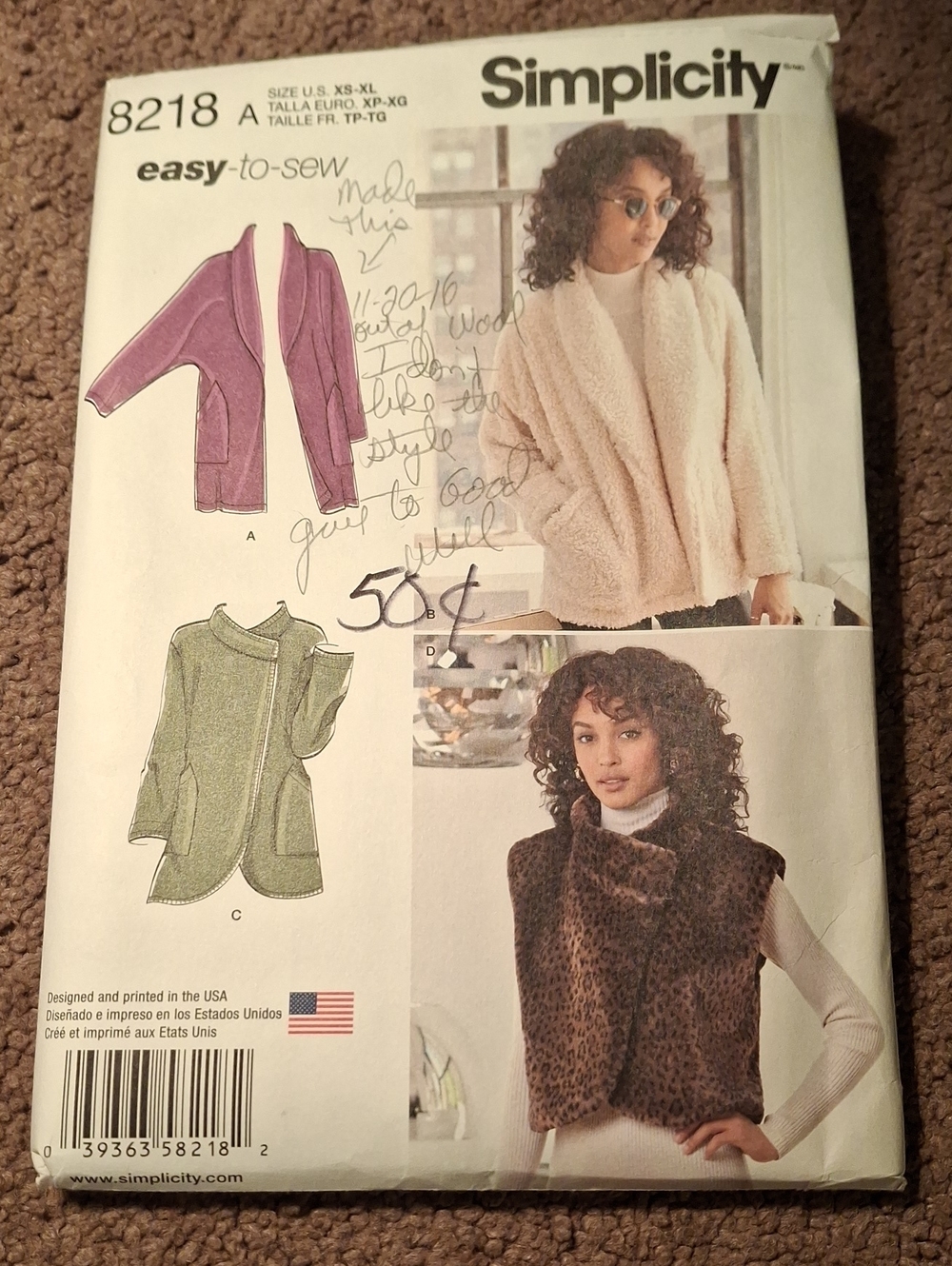 8218 Simplicity Pattern